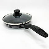 Сковорода з кришкою та антипригарним покриттям UNIQUE UN-5162 20 см, Сковорода фірмова для приготування, фото 8