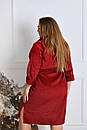 Жіноча вельветова бордова сукня-сорочка з поясом великі розміри, фото 4