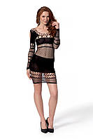 Сексуальна сукня-сітка із рукавами Passion BS105 black S/L