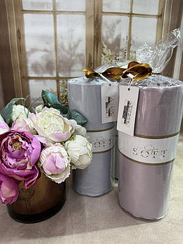 Простирадло на резинці 200x200+30 см з наволочками сатин 100 % бавовна однотонна гладка м'яка Туреччина Sofia Soft