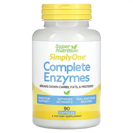 Добавка для нормального травлення Super Nutrition Simply One Complete Enzymes 90 капс., фото 1