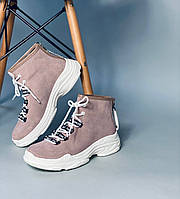 Кросівки жіночі натуральна замша колір бежевий