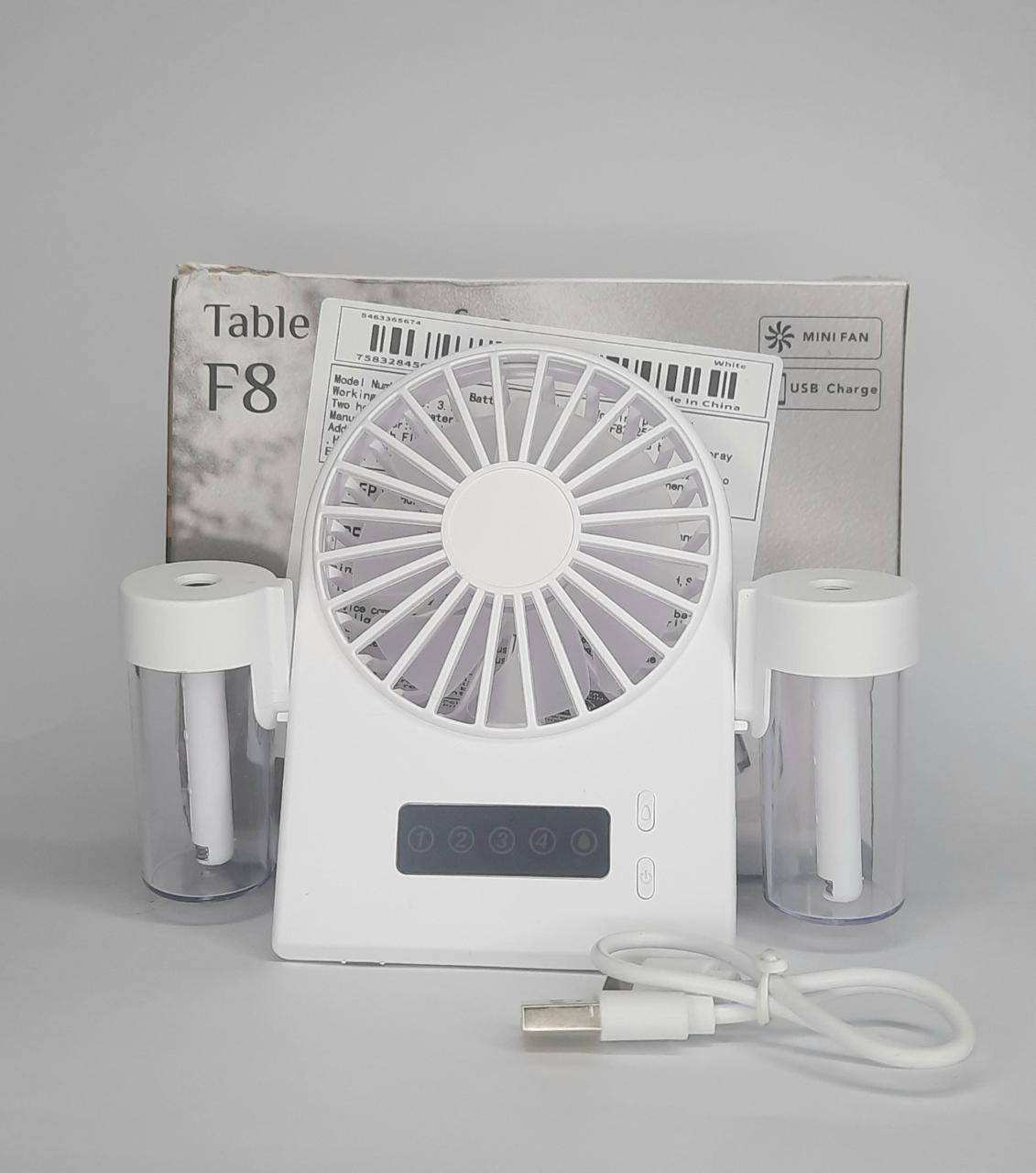 Вентилятор акумуляторний з водою та Led дисплеєм Mini Fan F8 білий 1200mAh