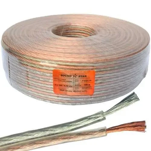 Кабель акустичний Sound Star, CCA, 2х2.1мм2, прозорий, 100 м