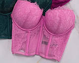 Мереживний корсет- бюстьє з логотипом відомого бренду рожевий, фото 4