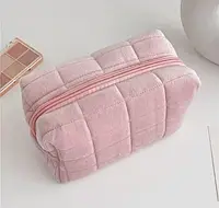 Косметичка женская мягкая плюшевая Органайзер для хранения косметики 17х10х10.5 см Розовый