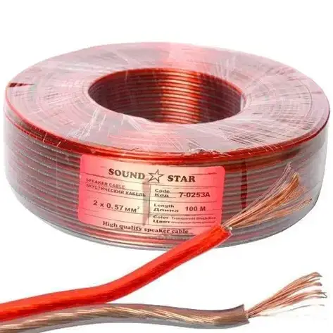 Кабель акустичний Sound Star, CCA, 2х0.57 мм2, червоно-чорний, 100 м, фото 1