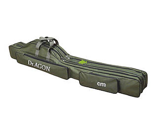 Якісний чохол Dragon 1.50м 2 відділення напівжорсткий, для вудилища з котушкою  (темно-зелений)