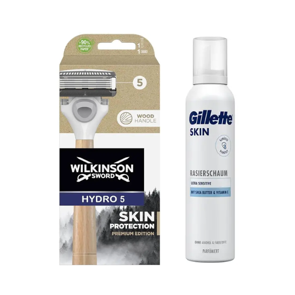 Станок для гоління Wilkinson Sword Hydro 5 Skin Protection Premium Edition + Gillette Skin Ultra Sensitive Піна для гоління