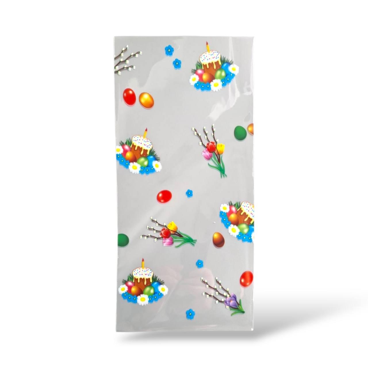 Пакет із малюнком для пакування великодньої паски 15x30 см Верба та фарбування 100 шт, для паски діаметром до 70, фото 1