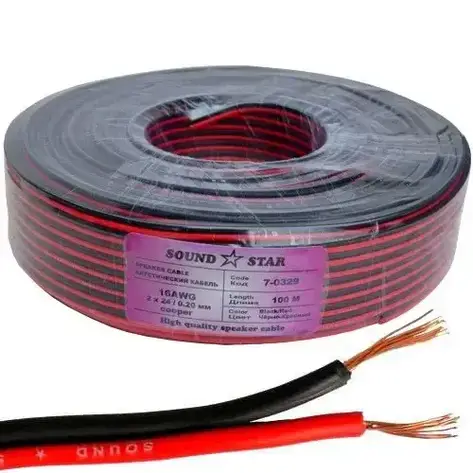Кабель живлення Sound Star, Cu, 2x0.75 мм2, червоно-чорний, 100 м, фото 1