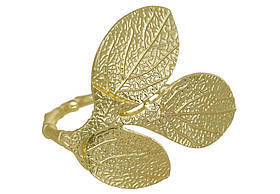 Металеве кільце для серветок Листя, 5.4*4.9*4.3см, колір - матове золото (набір 6 шт)