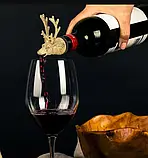 Багаторазова пробка дозатор для пляшок "Олень" диспенсер із цинкового сплаву золотистий колір, фото 2