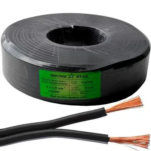 Кабель живлення Sound Star, Cu, 2х1.0 мм2, чорний, 100 м