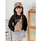 Сумка бананка Капібара Capybara через плече маленька для дівчинки для хлопчика коричнева тканинна, фото 3