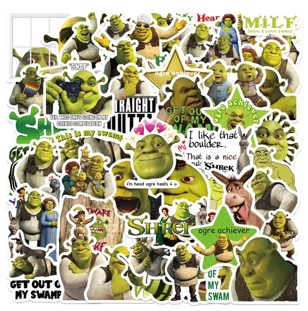 Набір наклейок Шрек Shrek 50 штук наклейки на авто телефон ноутбук самокат гаджеті, фото 1
