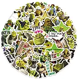 Набір наклейок Шрек Shrek 50 штук наклейки на авто телефон ноутбук самокат гаджеті, фото 2