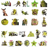 Набір наклейок Шрек Shrek 50 штук наклейки на авто телефон ноутбук самокат гаджеті, фото 3