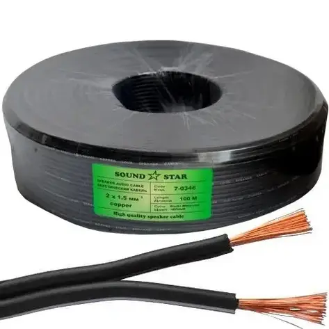 Кабель живлення Sound Star, Cu, 2х1.5мм2, чорний, 100 м, фото 1