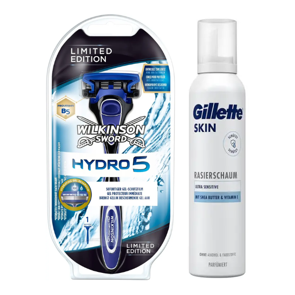 Чоловічий станок для гоління Wilkinson Sword Hydro 5 Limited Edition (1 картридж) + Gillette Skin Ultra Sensitive Піна для гоління