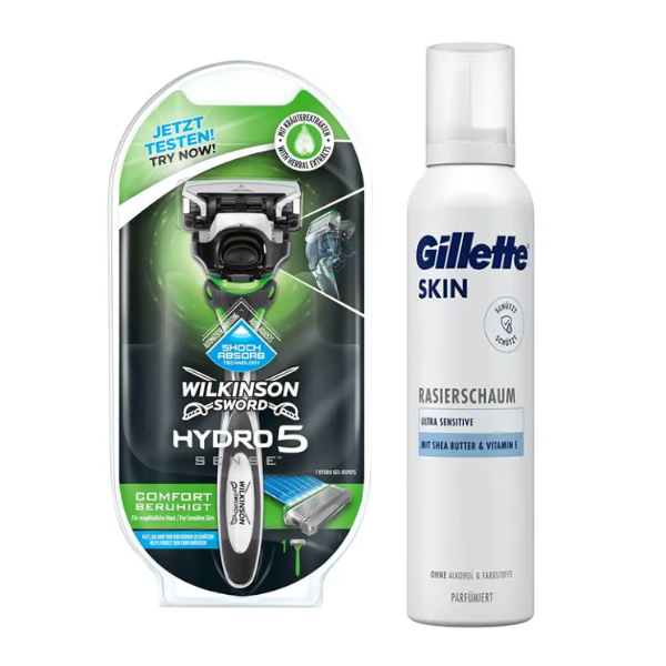 Чоловічий станок для гоління Wilkinson (Schick) Hydro 5 Sense 1 картридж + Gillette Skin Ultra Sensitive Піна для гоління