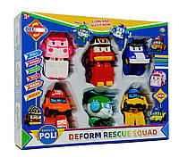 Ігровий набір трансформерів Robocar Poli (6 машинок) герої мультфільму, набір рятувальників