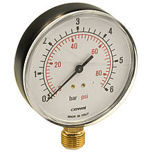 Манометр вертикальний для води Cewal Ø100 мм 10 бар (G 1/2") протиударний (Італія) 91413410