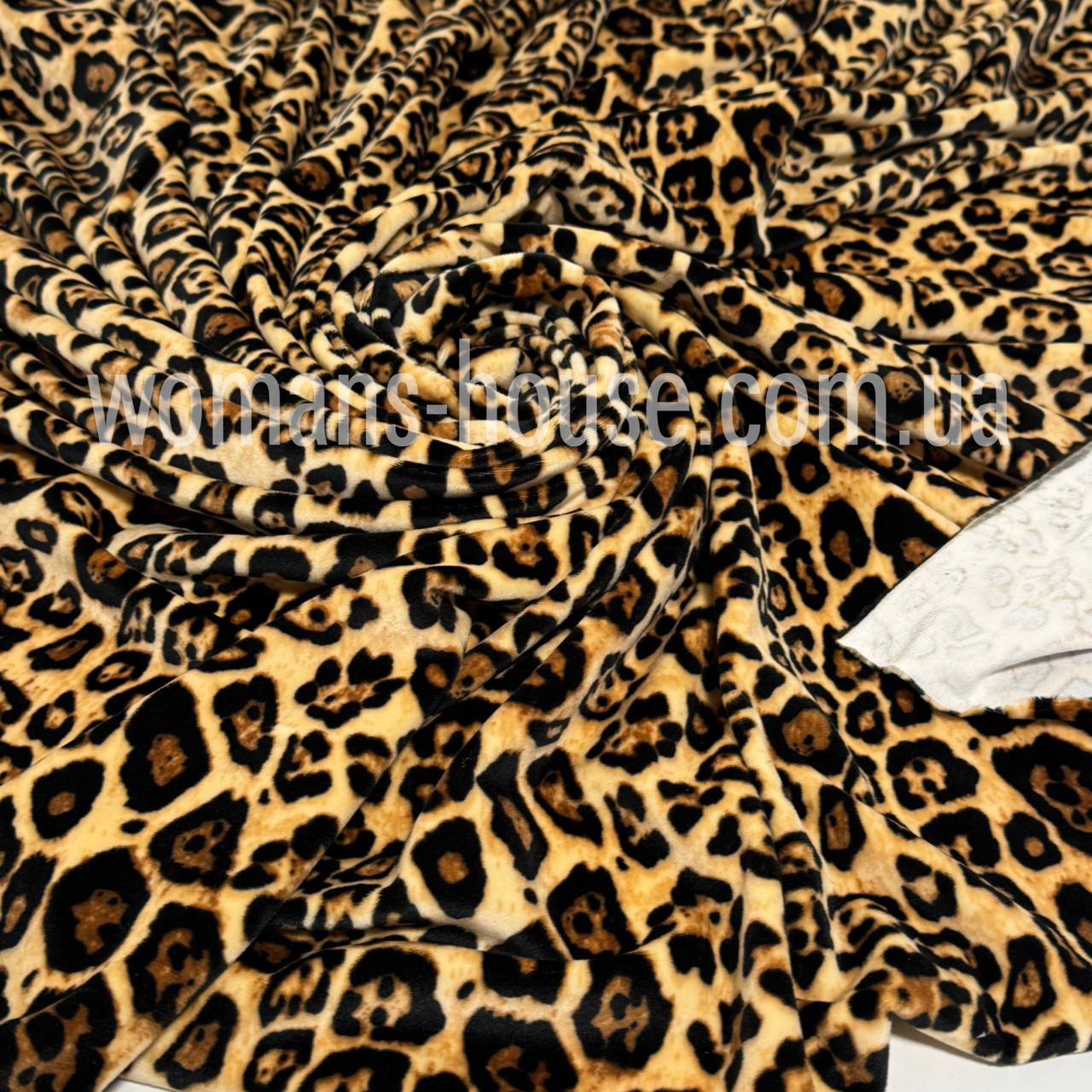 Тканина велюр Плюш (спорт) принт Леопард світло-коричневий, фото 1
