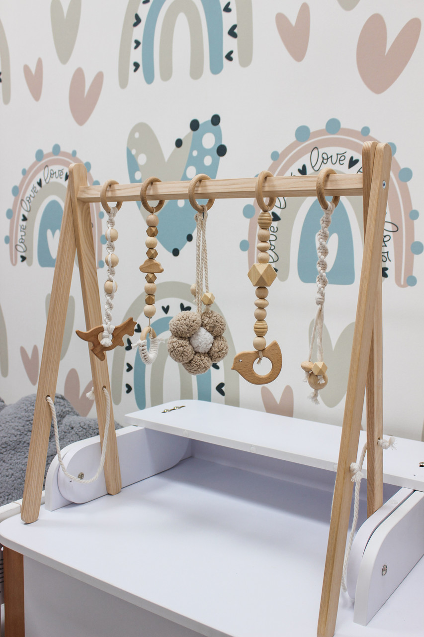 Дитячий підлоговий мобіль тренажер Монтессорі Baby Gym Квітка плюш, фото 1