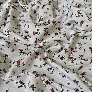 Штапель принтований На білі квіти