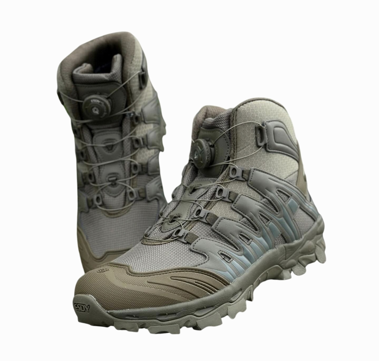 Черевики високі всесезонні на автошнурівці Олива (23768)