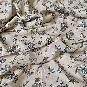 Штапель принтований Квіти на молочному