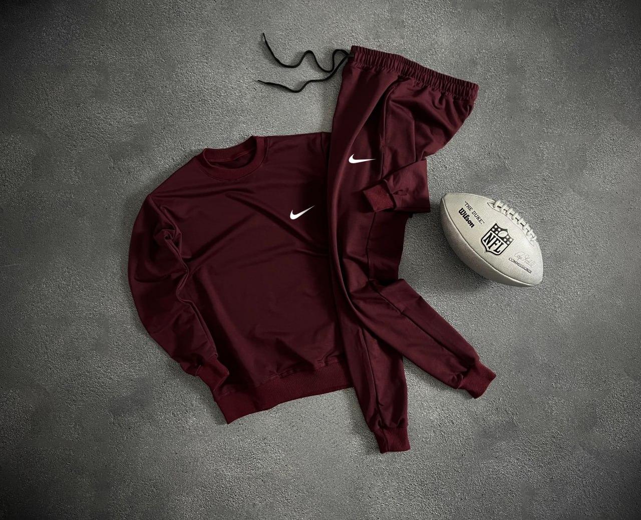 Nike спортивний костюм чоловічий весняний осінній світшот штани найк бордовий, фото 1