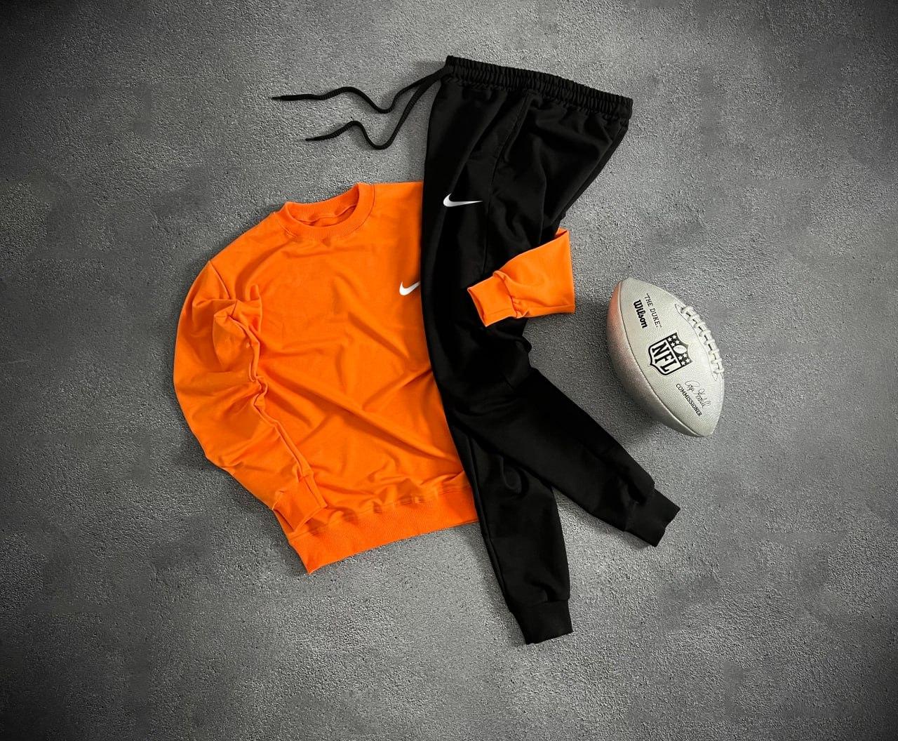 Спортивний костюм чоловічий Nike демісезонний весняний осінній найк помаранчевий-чорний