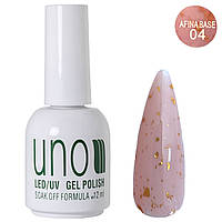 База кольорова молочна UNO Afine Base із золотою поталлю №04, 12 мл