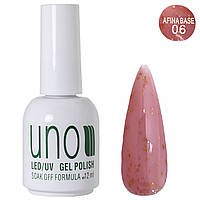 База кольорова молочна UNO Afine Base із золотою поталлю №06, 12 мл