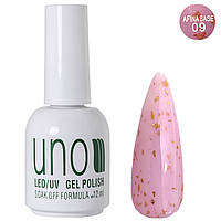 База кольорова молочна UNO Afine Base із золотою поталлю №09, 12 мл