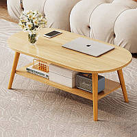 Журнальний столик 2 полиці овальний, 100*48*41,5 см, дерево