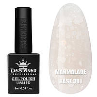 База кольорова Designer Professional Marmalade Base з пластівцями-шестигранниками № 301, 9мл