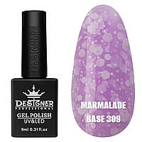 База кольорова Designer Professional Marmalade Base з пластівцями-шестигранниками № 309, 9мл