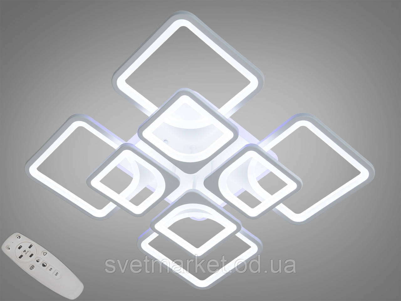 Надяскрава світлодіодна люстра 8060/4+4WH LED 3color dimmer, фото 1