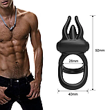 Подвійне кільце з вібрацією для продовження статевого акту, Кільце з відростком для стимуляції клітора, Інтимн, фото 6