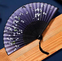 Віяло чорне жіноче з малюнком Сакура