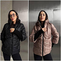 Жіноча демісезонна куртка з капюшоном з плащової тканини: 42-44, 46-48, 50-52. Кольори: мокко, чорний.