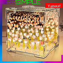 УЦІНКА! Немає гірлянди Нічник Безкінечні тюльпани (10×10см, 20 тюльпанів) від батарейок, Набір Зроби сам / Світильник тюльпани