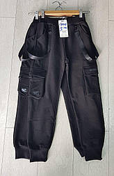 Спортивні штани на хлопчика карго в чорному кольорі в 128 і 140 розмірі