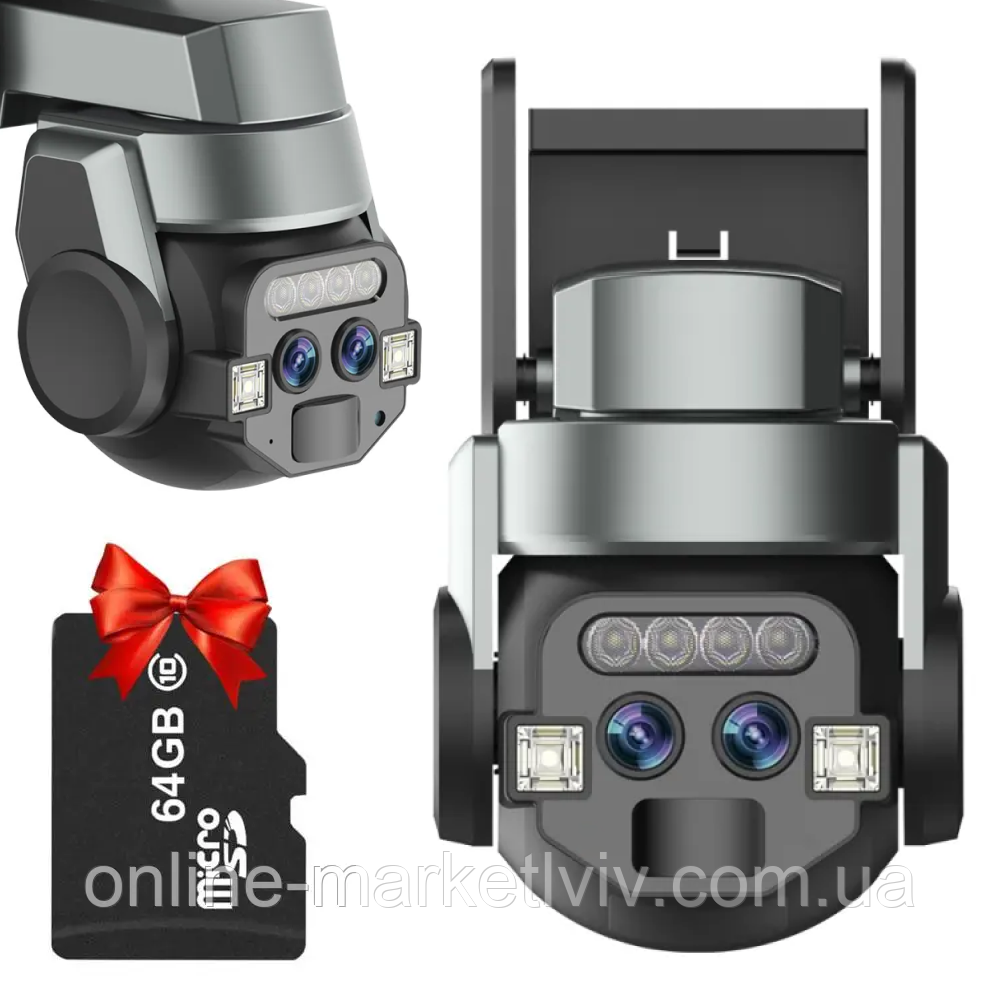 Вулична камера спостереження Q 812 + Подарунок Карта пам'яті microSD на 64GB / WiFi камера із зумом / Відеокамера, фото 1