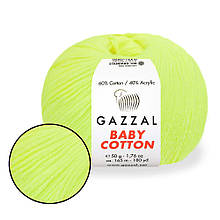 Gazzal Cotton Baby, Жовтий неон №3462