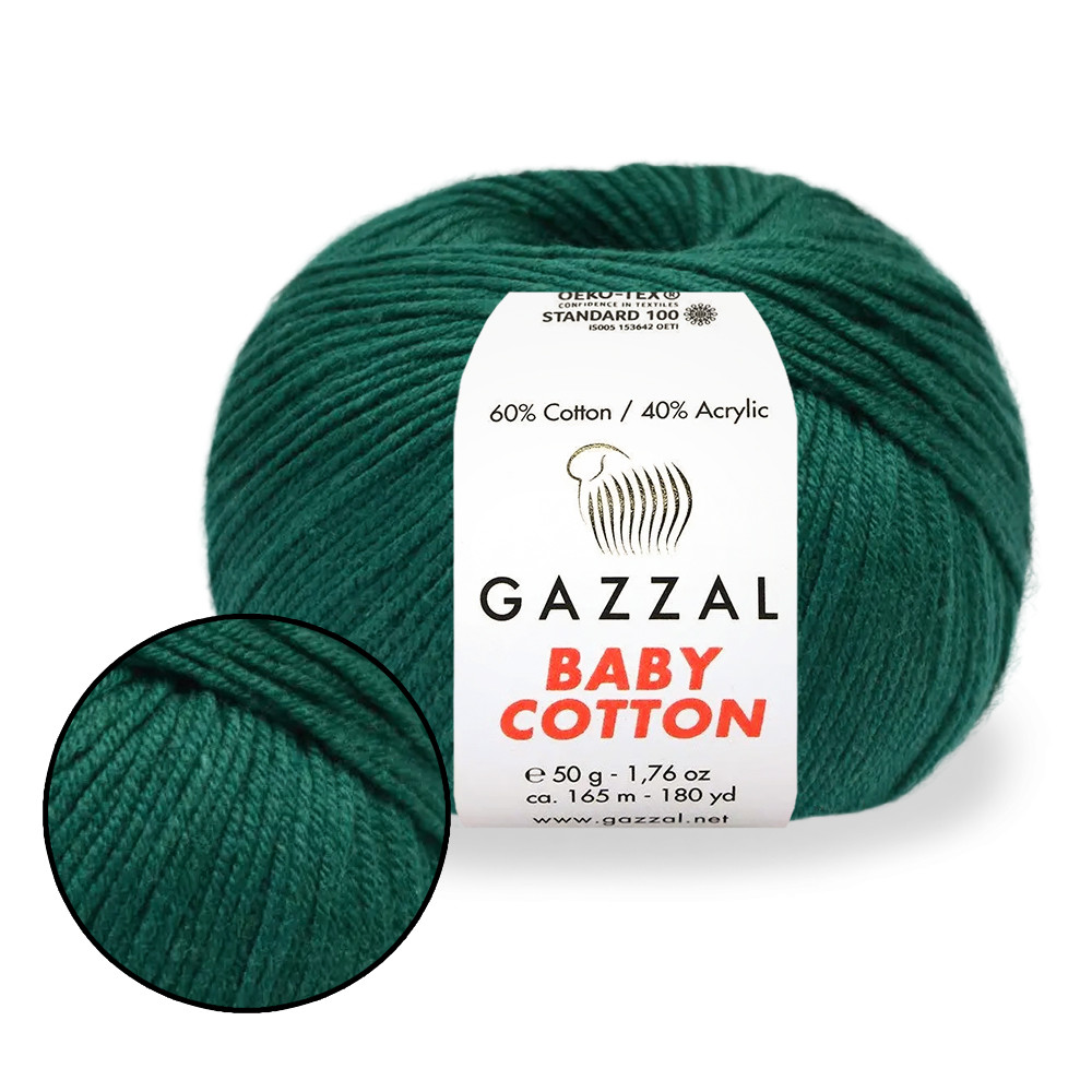 Gazzal Cotton Baby, смарагд №3467, фото 1