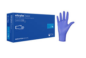 Рукавички нітрилові Nitrylex без пудри сині р.S (100 шт/уп) (5906615004554)
